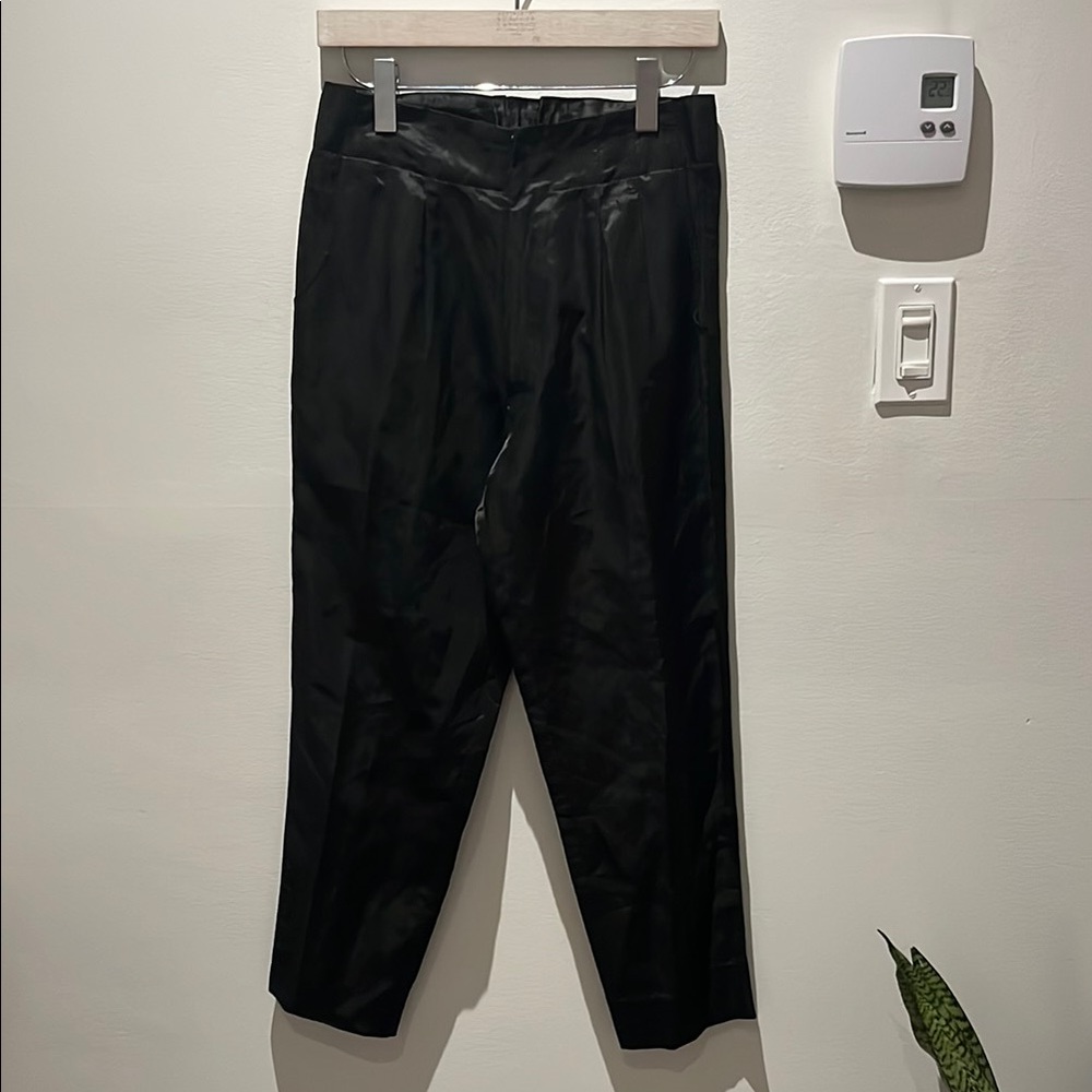 HORSES ATELIER black silky linen blend pleated pants, size small